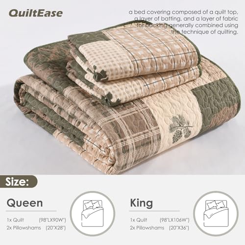 Image of Cabin Plaid Quilt King Size - 100% Cotton Western Bedding Set