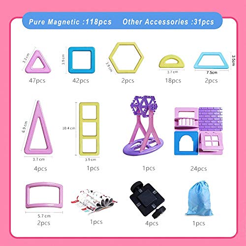 Asok 149 Pcs Mini Magnetic Blocks Castle Building Tiles Edutainment Toys Develop Creativity Imagination Stem Toys For Kids Age 4 5 6 7 8 9 Years Old Girls Boys Gifts #TOP4