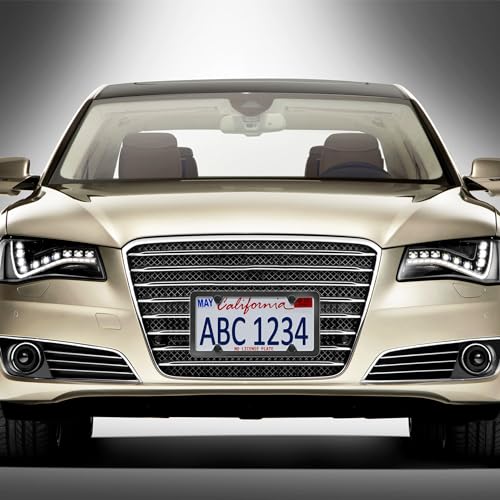 Image of BGGTMO Front License Plate Mounting Kit, Front Bracket Holder & Black Frame | Universal Adapter For 2 Drill Hole Front Bumper or Grill Mount, With Aluminum Car Tag Frame, Anti-Theft Screws Caps