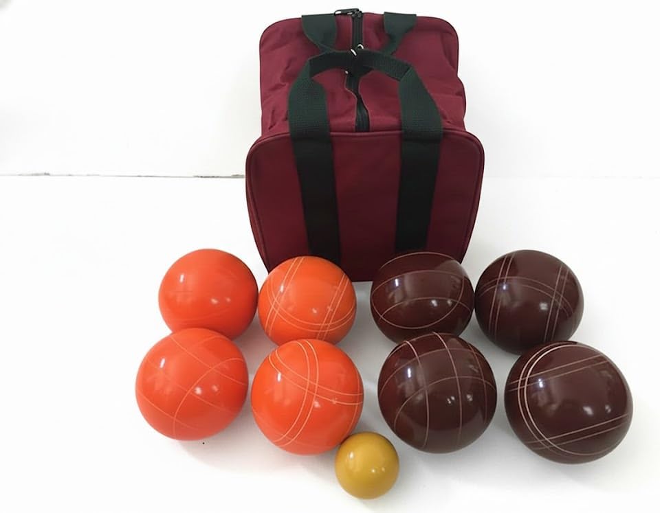 BuyBocceBalls Listing - Made in USA, Premium Quality Tournament Bocce Set - 998 Grams (2 lbs. 3.2 oz.). - 110mm Dark red and Orange Balls - NO Bag Option