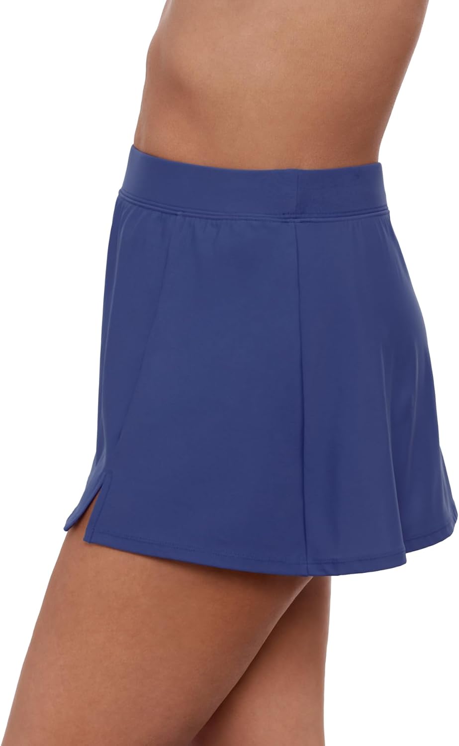 Aqua Green Womens Full Coverage Skirted Swim Bottom with Side Slit - Image 3