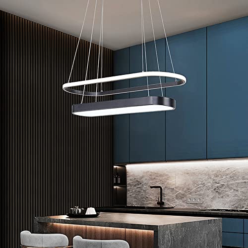 🔥 Hot Deals TOVINX 29.5" Modern LED Ceiling Flush Mount Hanging Lamp Circular 45W Remote Dimming Light Fixture 47.2" Adjustable Hanging Wire Pendant Lighting for Dining Room Kitchen Island Office(Black)