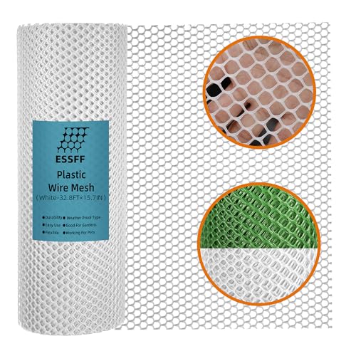 Pet & Garden Safeguard - 15.7IN x 32.8FT Roll - White Plastic Netting Multi-Use Decorative Fencing for Poultry Dogs Rabbits Chicken and Snake Barrier