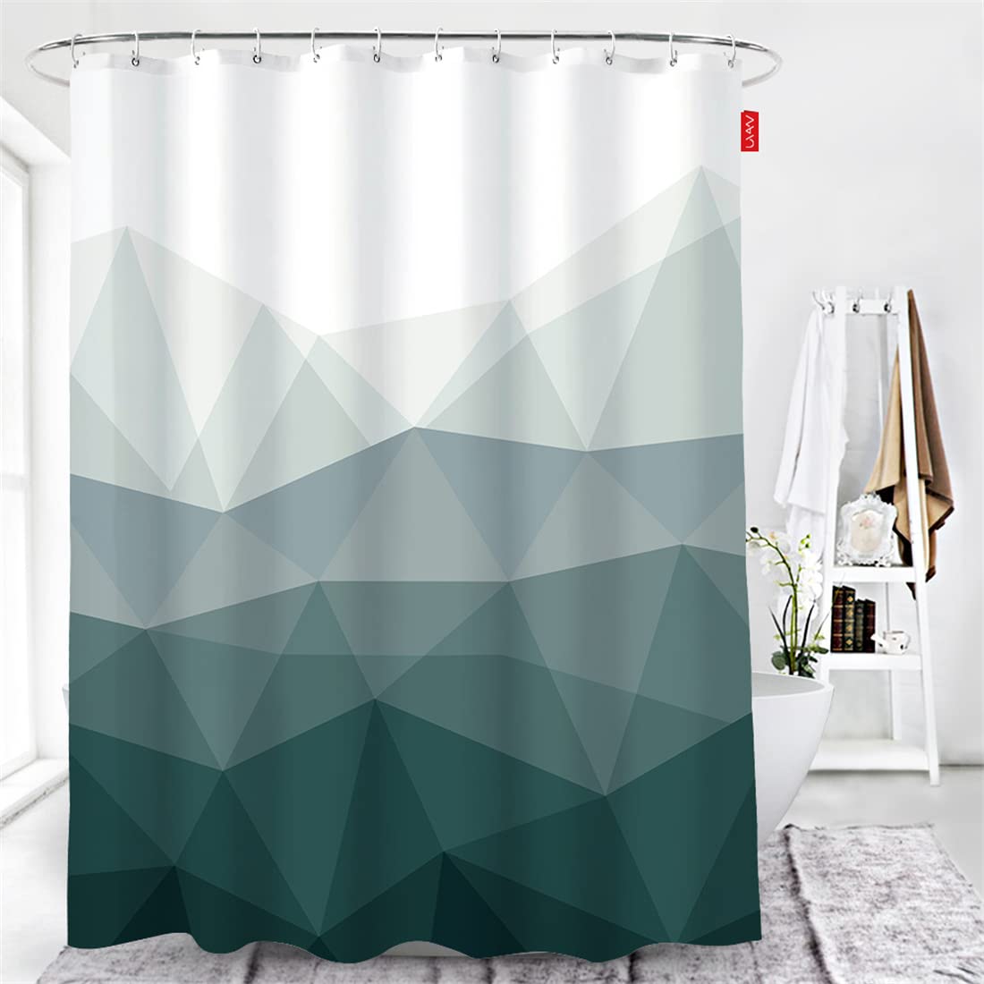 Rideau de douche anti-moisissure et étanche Lindong vert dégradé de couleur