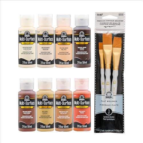 FolkArt Multi-Surface Skintone Acrylic Craft Paint Kit, 11 Piece Set Featuring...