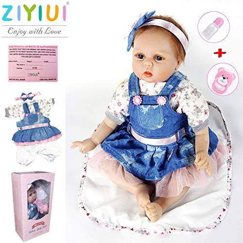 ZIYIUI Realistic 22 inches 55 cm Reborn Baby Dolls Real Life Soft Silicone Vinyl Dolls Lifelike Reborn Toddler Girls Handmade Girl Toy