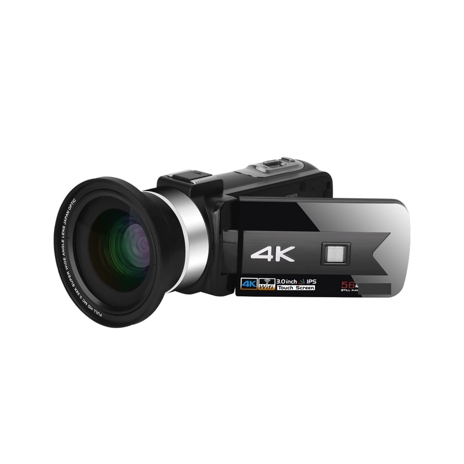 Videocamera for Streaming Live Videocamere digitali 4K for la Fotografia Videoregistratore Full Ultra HD Vlog Visione Notturna Webcam(No SD Card,Blauw)