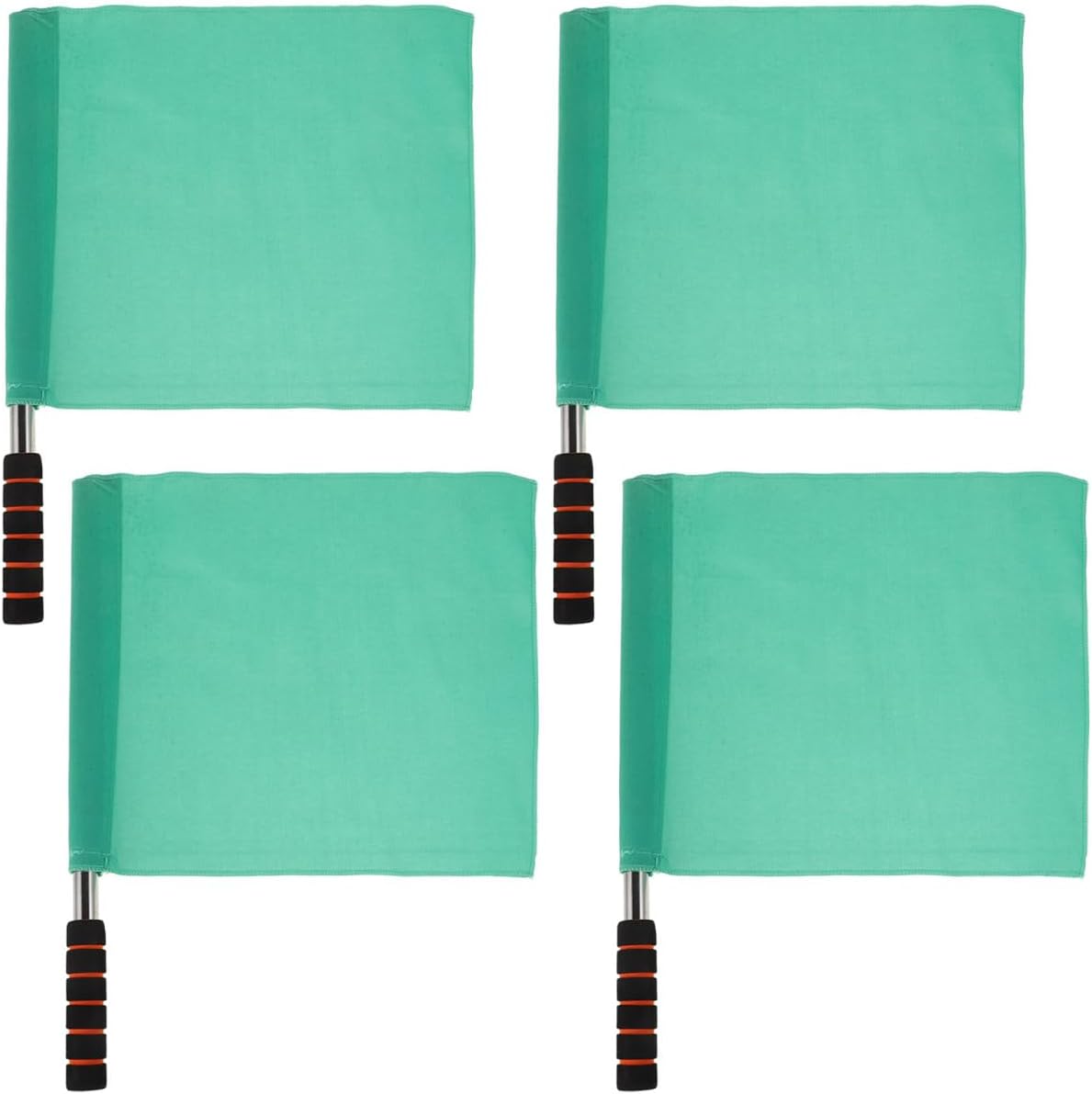 INOOMP Referee Flags 4 Pack with Stainless Steel Poles and Non-Slip Sponge Handles High Visibility Green Hand Signal Flags for Track Football Volleyball Outdoor Sports