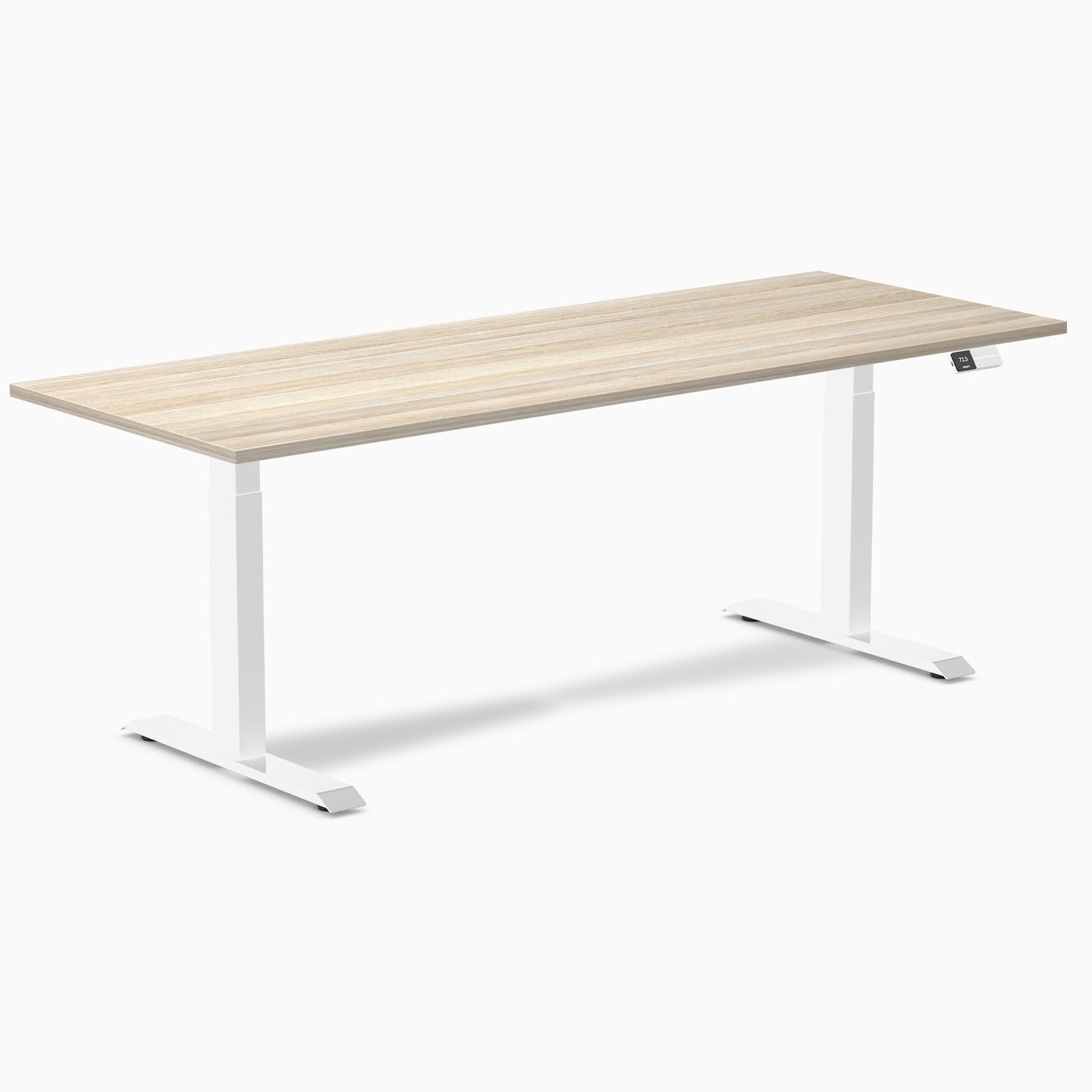 Desky Dual Laminate Sit Stand Desk Classic Oak 78.7" White
