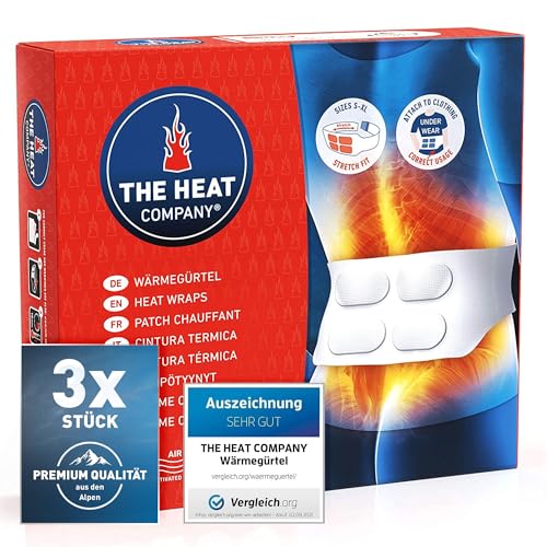 THE HEAT COMPANY Wärmegürtel - 3 Stück - EXTRA WARM - Preis-Leistungs-Sieger - 12 Stunden wohlige Wärme - sofort einsatzbereit - luftaktiviert - rein natürlich - für alle Größen: S-XL