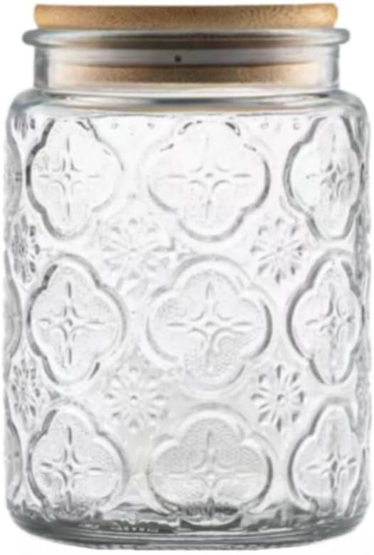 ANSQU Vintage Glass Jar with Lid, 23.7oz Airtight Glass Storage Canister Glass Food Storage Containers for Kitchen Counter, Pantry, Decorative Jar for Coffee, Tea, Sugar, Easter. Candy Cute Jar