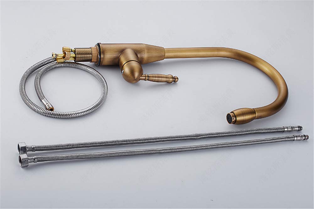 Antiguo Faucet360Hot Cocina Y Un Mezclador De Agua Fría Grados De Rotación Del Fregadero De Cocina Grifo De Latón Con Aireador De Una Manija Con La Cabeza De Ducha Extraíble