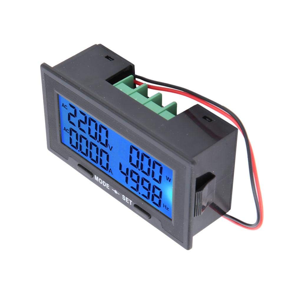Oumefar Intelligent Digital LCD Display AC Voltage Current Tester Meter 0-500V Frequency Power Factor Multimeter Energy Panel Ammeter Voltmeter Multifunction Battery Monitor(AC100A Separated Type)