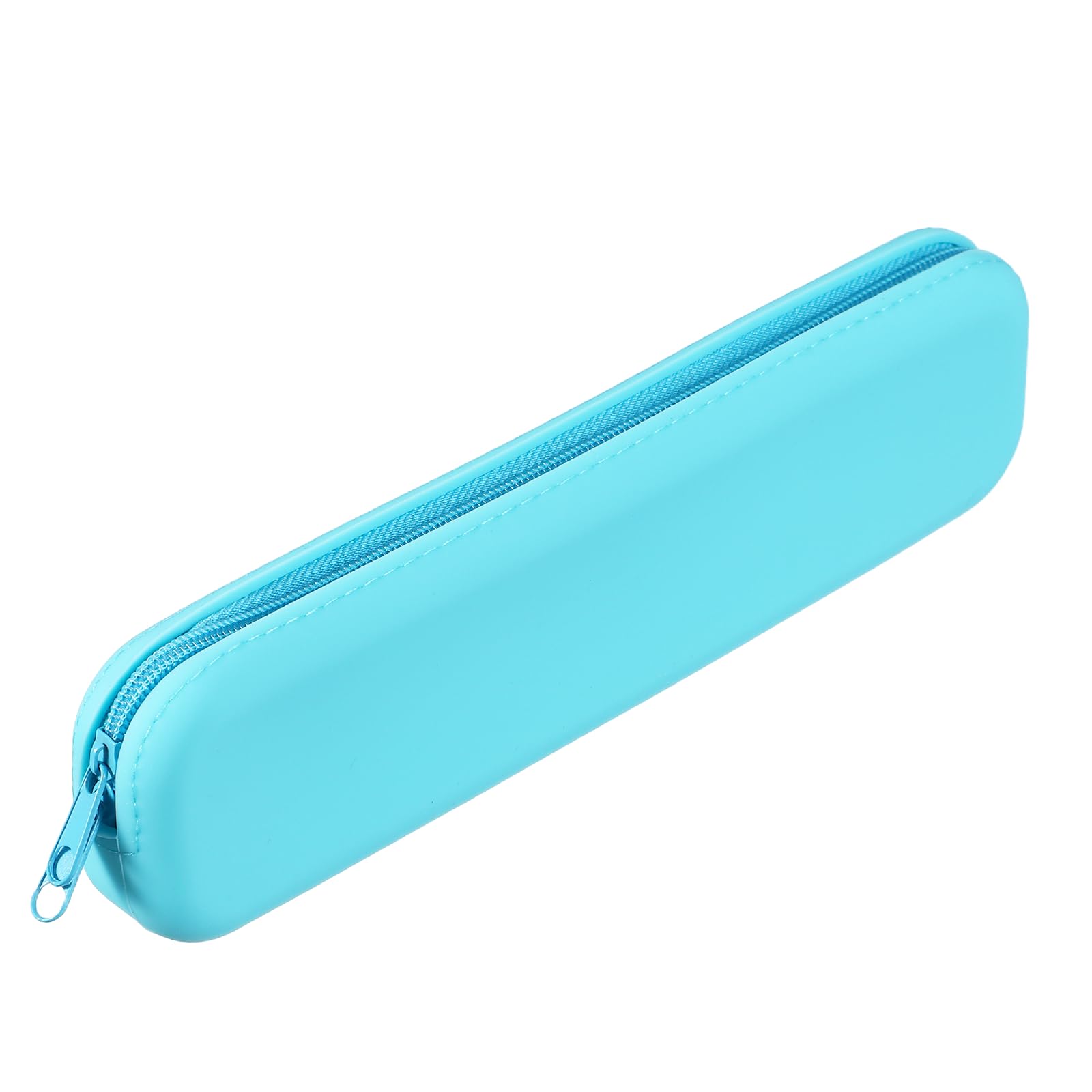 PATIKIL Silicone Pen Case, Rectangular Small Pencil Pen Pouch with Zipper Waterproof Aesthetic Soft Cosmetic Storage Bag Bible Study Supplies Case for Journaling Travel, Sky Blue