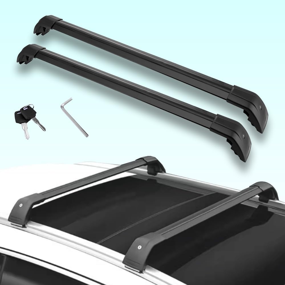 2PCS Crossbars Cross Bars Fit for GWM HAVAL H6 2022-2026 Lockable Roof Rail Rack Black Aluminum Alloy