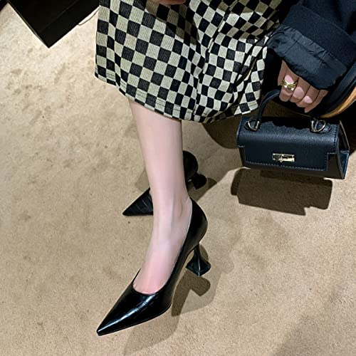 CoceMoce Elegant High Heel Pumps for Women Closed Pointed Toe Slip On Embossed Leather Dress Shoes Comfortable Working Office Wedding Event Evening Prom4