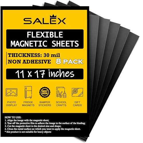 Magnetic Sheets Non-Adhesive 11" x 17" 30 mil - Flexible Magnets, 8 Pack