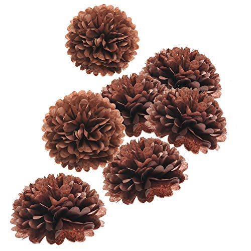 10" Brown Tissue Pom Poms Diy Tissue Paper Flowers For Birthday Wedding Baby Shower Tea Party Dessert Table Decoration, Pack Of 18 #TOP3