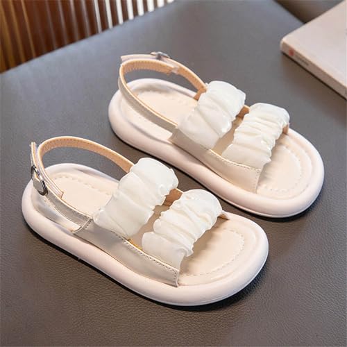 IWIHMIV Girls Sandals Open Toe Breathable Non Slip Flat Summer Beach Lightweight Rubber Sole Leather Sandals for Girls3