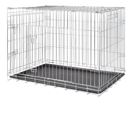 TRIXIE Hundebox Home – L: 109 × 79 × 71 cm – faltbarer Hundekäfig mit 2 Türen & Sicherheitsverschlüssen, verzinkte Transportbox mit stabiler Bodenwanne für Zuhause & unterwegs – 3925