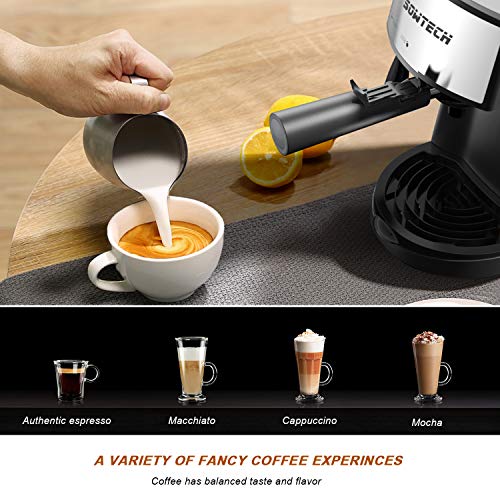 SOWTECH Espresso Machine, 3.5 Bar 4 Cup Steamer Coffee Maker Cappuccino Machine with Milk Frother Wand for Espresso, Cappuccino, and Latte Macchiato, Suitable for Home and Office Use