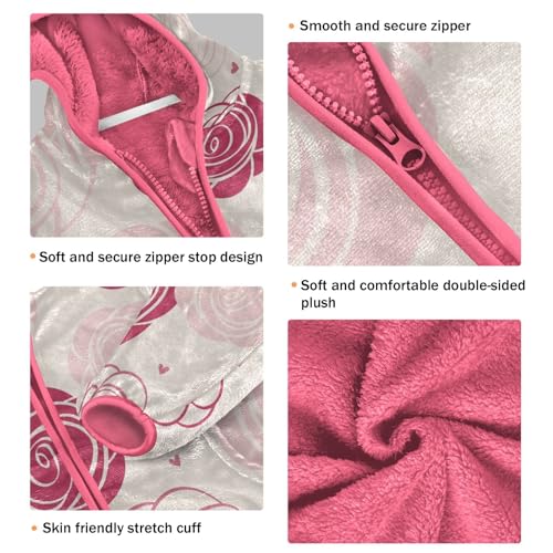 OTVEE Pink Rose Flower Kids Hoodie Jacket Fall Spring Full Zip Warm Outwear Coat3