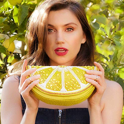 Mary Frances Tart Beaded Handbag Lemon Slice Crossbody Bag, Yellow2