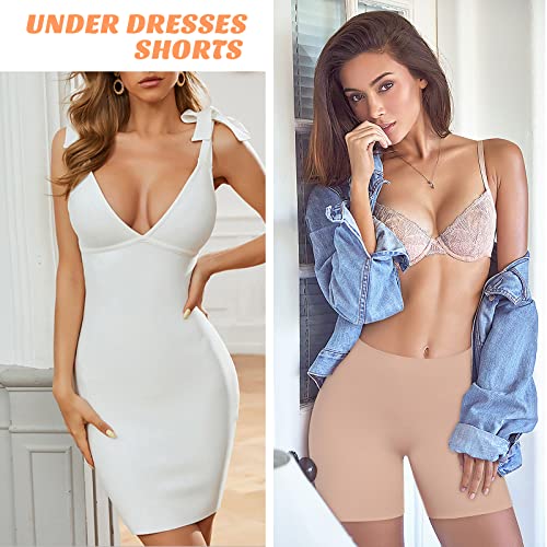 Image of Womens Slip Shorts for Under Dress Seamless Shapewear Boyshorts Tummy Control Panties Shaping Shorts(#3 Beige(no Control),XX-Large)