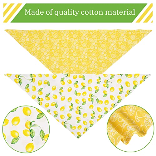 Whaline Yellow Lemon Dog Bandana Spring Summer Reversible Triangle Dog Scarf Adjustable Fruit Pet Bibs Pet Neckerchief Washable Pet Bandana For Medium Large Cat Dog Costume Accessories, 2 Pack #TOP2
