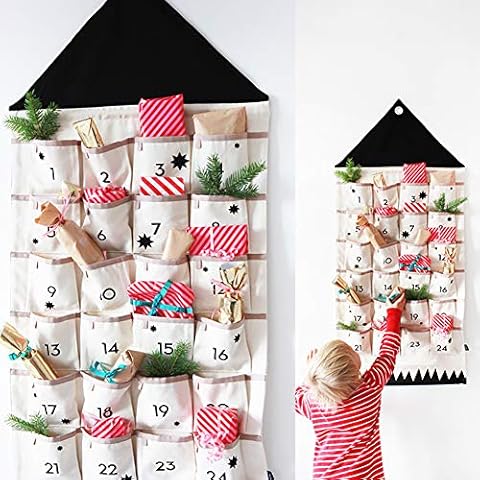 24 Taschen Stoff Weihnachtskalender Adventsein hängen Kalender Weihnachten 2022 Countdown Tuch Cover