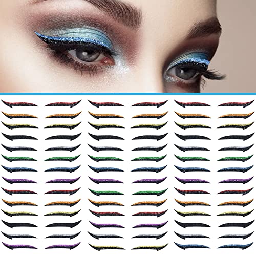 Phoebel Stick On Eyeliner Strips, 40Pcs 8 Color Waterproof Reusable Eyeliner Strips Easy To Use And Remove #TOP23