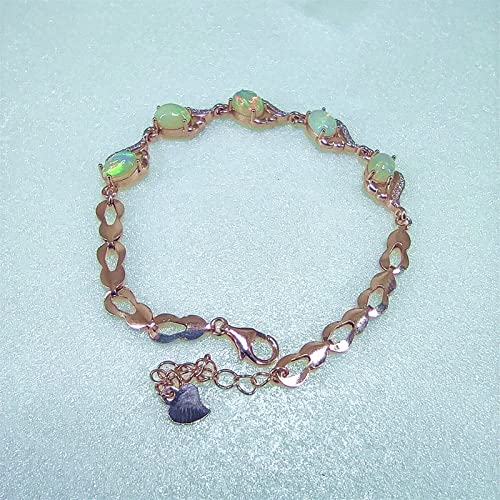 Bracelet fille en argent opale naturelle et or rose tendance
