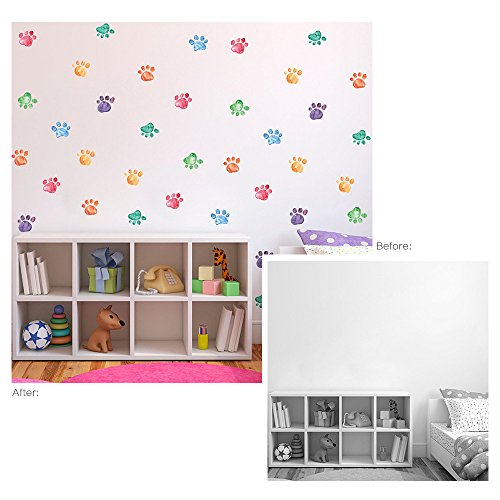 42 Pcs Colorful Hand Painted Dog Paw Stickers Prints For Wall, Floor Decals, Classroom Home Party Decoration, Home Kid's Room Creative Wallpaper Mural Art Decorations #TOP4