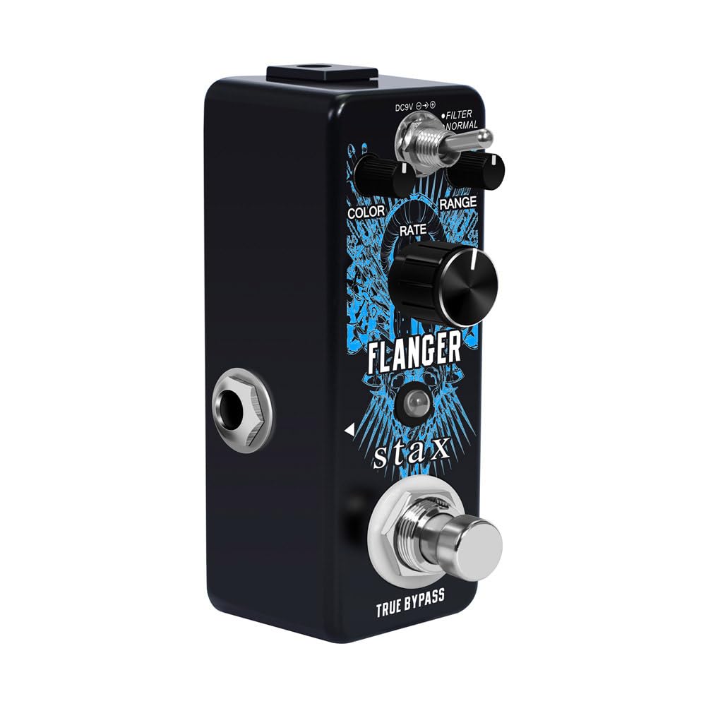 Stax Klassisches Analoges Flanger Gitarren-Effektpedal, mit Speziellem Vibrations-Rauscheffekt, Schwarz