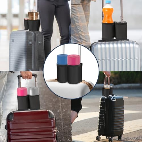 Image of Luggage Cup Holder Suitcases Cup Holder Luggage Drink Caddy Suitcase Beverage Cups Holders Travel Essentials for Flight Attendants Business Travelers, Black