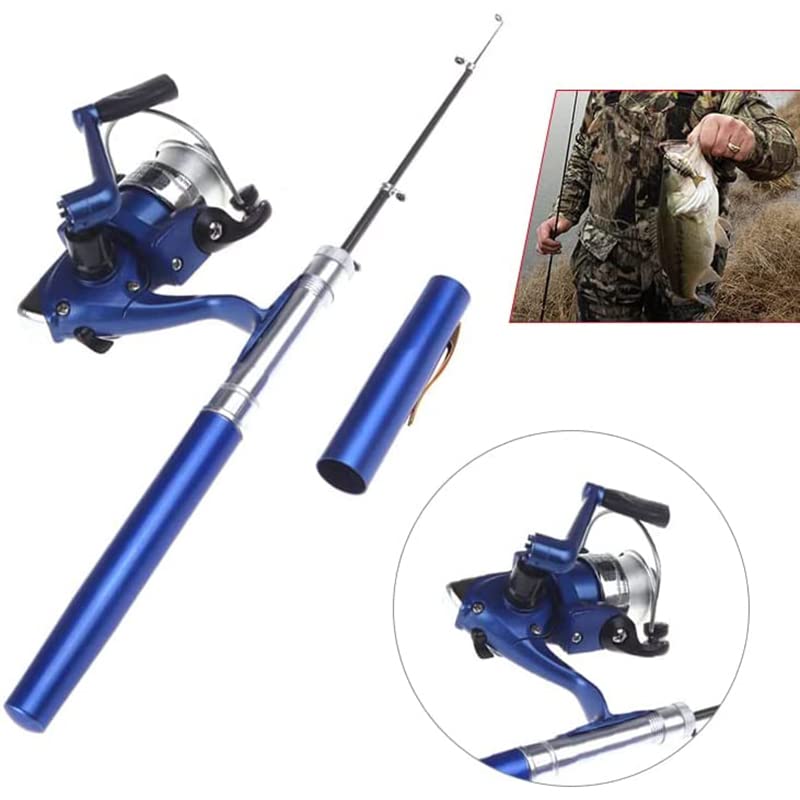 Garneck 1個 伸縮式釣り竿 ポケット釣り竿 ショート釣り竿 ショートルアーロッド 海釣りロッド ショートポール ブルー 格納式釣り竿 世界最小級コンパクトサイズ釣り竿！小さくても高性能、釣りの楽しさを