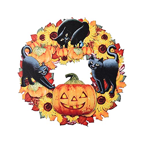 Couronne Halloween en bois de citrouille et chat pour sublimer votre porte