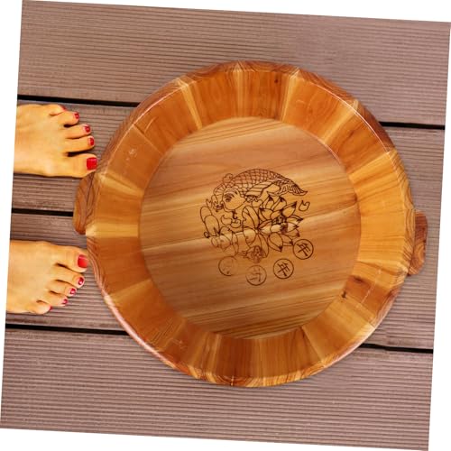 Cubeta de madera para baño de pies portátil y ligera miniatura 4