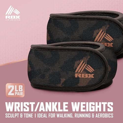 Image of RBX Wrist & Ankle Weights Set (2LB Pair /1LB Each), Adjustable Comfort Fit for Training & Toning