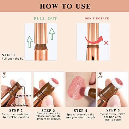 Hosaily 2Pcs Contour Beauty Wand, Liquid Contour And Highlighter Stick With Cushion Applicator, Long Lasting Smooth Blendable Cream Contour Stick Liquid Bronzer Stick Face Illuminator Makeup (03+05) #TOP5