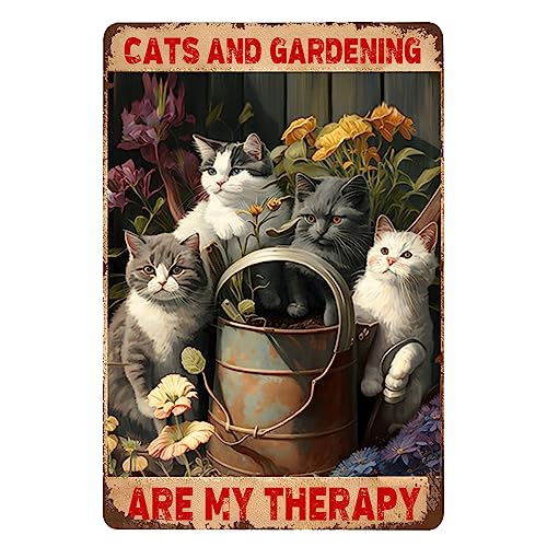 Gatti e giardinaggio sono la mia terapia insegne di latta decorazioni giovani energia gatto decorazioni per feste temi romantici decorazioni a tema musicale Home Club Decor Boho soggiorno decorazione