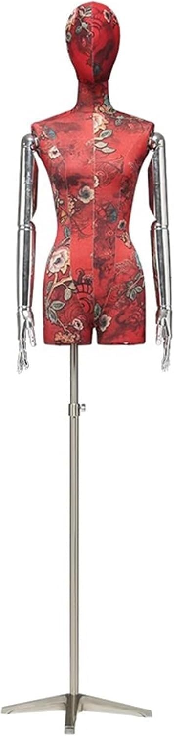 CONGRUI Chinese Style Detachable Female Mannequin, Adjustable Fiberglass Torso And Electroplated Store Clothing Display(Red)