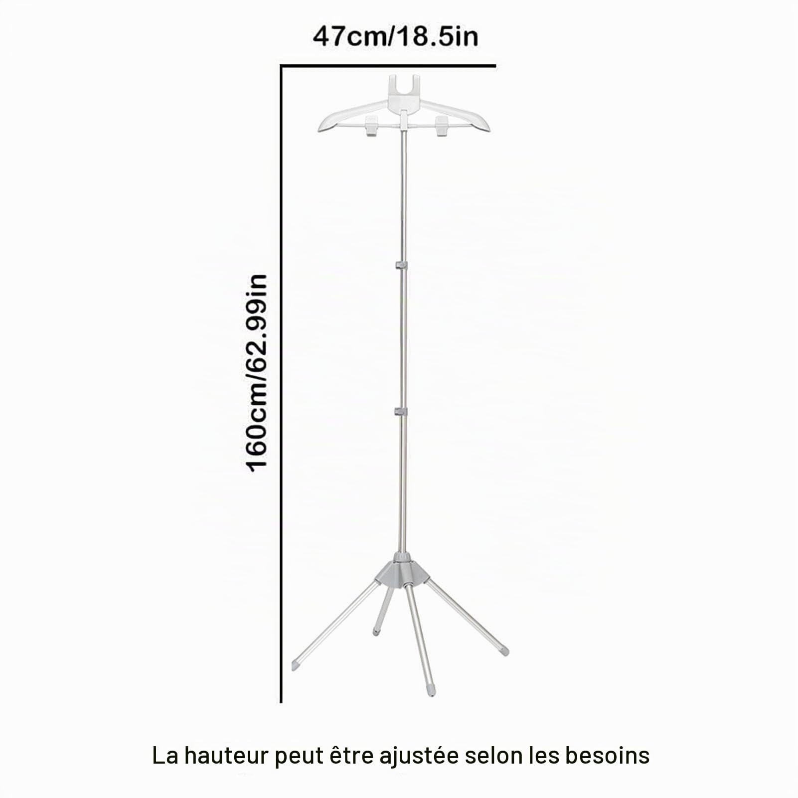 Cintre pour vêtements à la Vapeur, Support de défroisseur Pliant télescopique portatif, Cintre pour Le Repassage à la Vapeur, Cintre pour Fer à Vapeur Debout, Support de Fer à ur