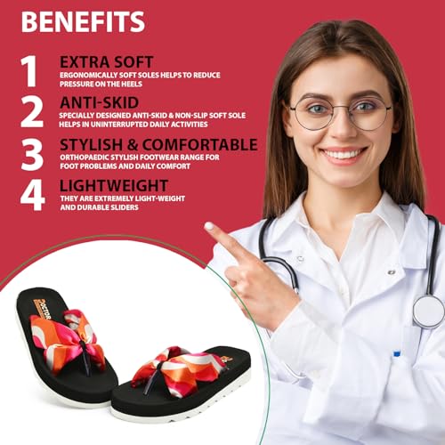 Image of DOCTOR HEALTH SUPER SOFT Women Stylish Bow Platform Slippers | Soft Cushioned Casual Flip Flops | Lightweight Comfortable Everyday Wear Sandals for Indoor Outdoor Use