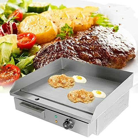 Samger Elektrische Tischgrill 3000W Teppanyaki Platte Induktion Edelstahl Elektro Grillplatte Gastro 55 x 36 cm Teppanyaki Grillplatte Barbeque Heiße Platte Speck Ei Wurst Fritteuse Pfannkuchen Cover