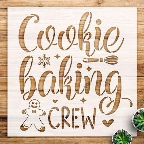 Cookie Baking Crew Stencil Pattern for Wood Signs and Home Decor, Reusable Mylar Template, Ideal for Christmas and Winter Craft Projects - Size A4 (8.5