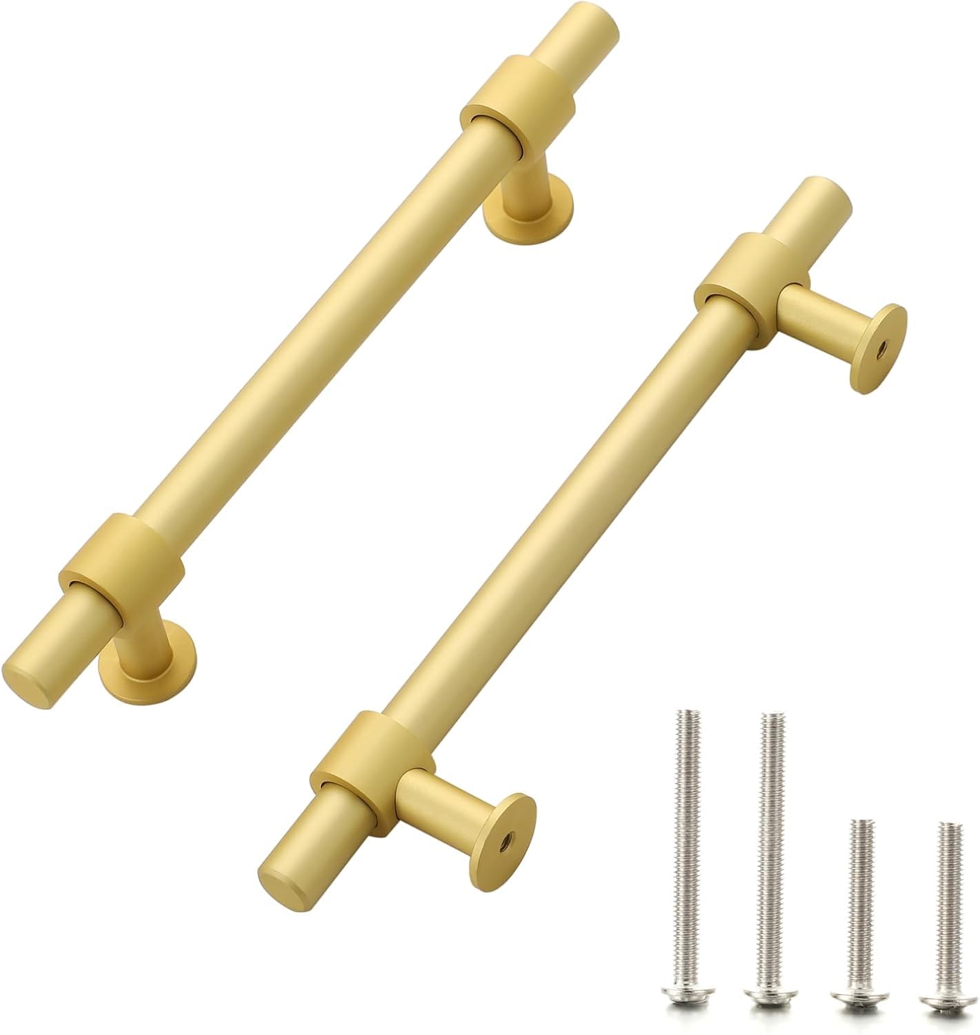 Htlcdz Gold Kitchen Cupboard Door Knobs 2 Pack Cabinet Door Alloy Knob Double Hole Cabinet Drawer Cabinet Aluminum Alloy Cabinet Door Handle Hole Pitch 256Mm(,Hole Pitch 128Mm)