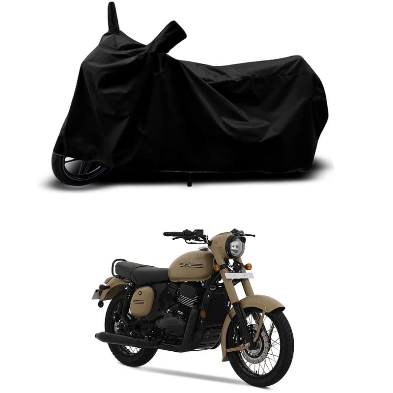 Image of 100% Scratchproof /UV-Rays /Heat Protection /Birds Dropping /Water Resistant /Dust Proof /Waterproof /Bike Scooty Two Wheeler Body Cover Compatible for Jawa Khakhi Editions All Varients[Black]