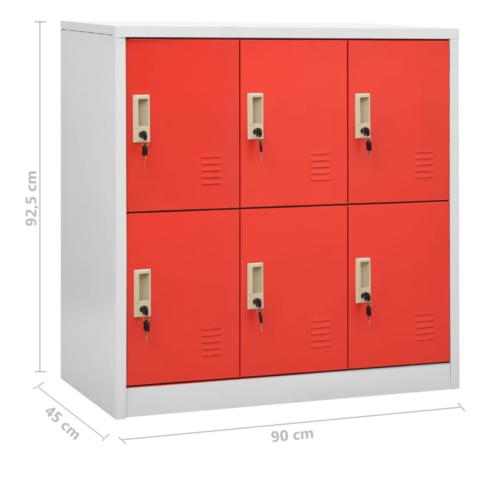 Festnight armoires de Bureau,Armoire à casiers,Casier en métal à 6 Portes,casier métallique,casier vestiaire Armoire Metallique-Light Grey and Red avec 6 casiers
