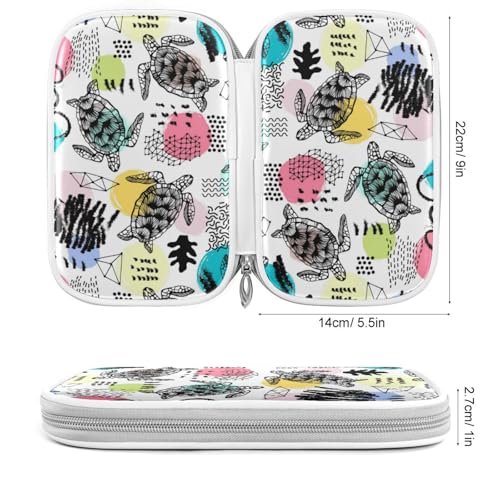 Image of Sea Turtles Colorful Marble Pencil Bag Case Zipper Pencil Holder Organizer Stationary Pen Bag Cosmetic Makeup Bag Pouch Purse for School Office Supplies